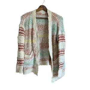 ADORA Women's Multi Color Striped Cozy‎ Open Front Knit Cardigan Sweater SM